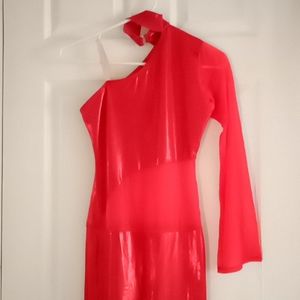 Red costume. Great for Halloween!